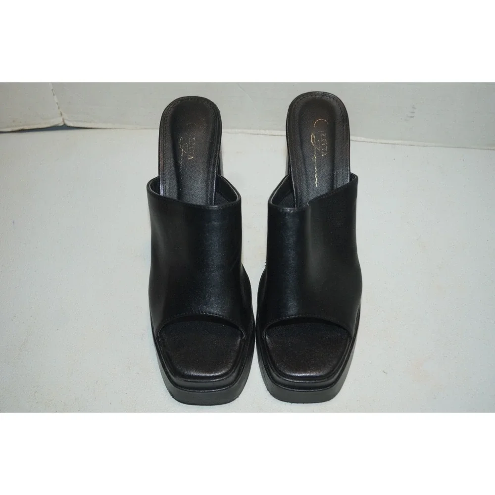 Olivia Ferguson Klayton Black Platform Chunky Block Heels Size 9
